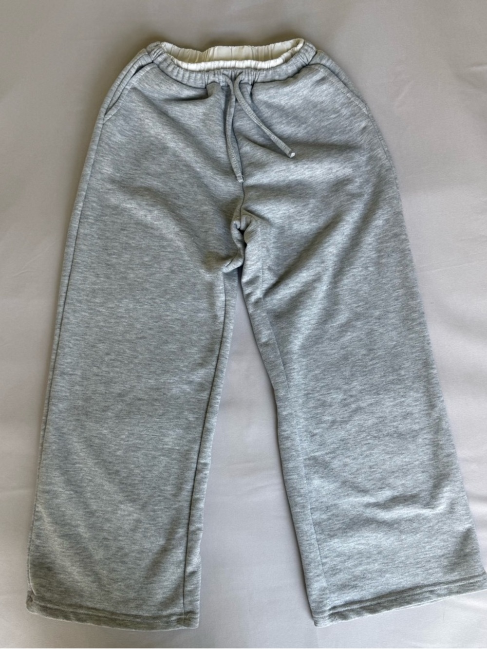 Light Grey Kids Wide-Leg Sweatpants with Drawstring